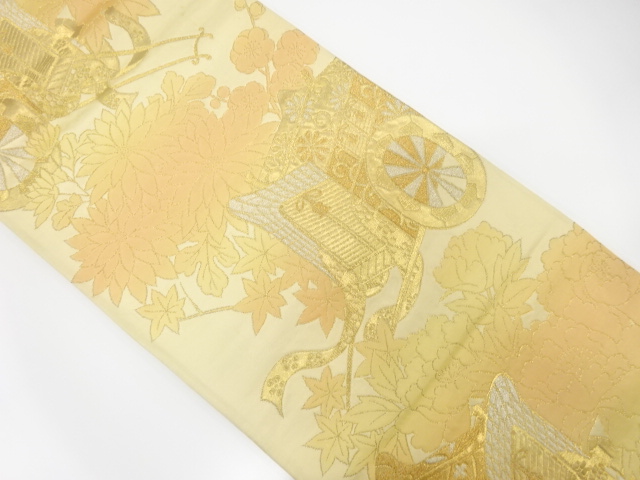 JAPANESE KIMONO / ANTIQUE FUKURO OBI / SILK / WOVEN CARRIAGE